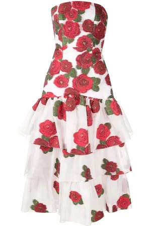 Bambah Rüschenkleid mit Rosenapplikationen