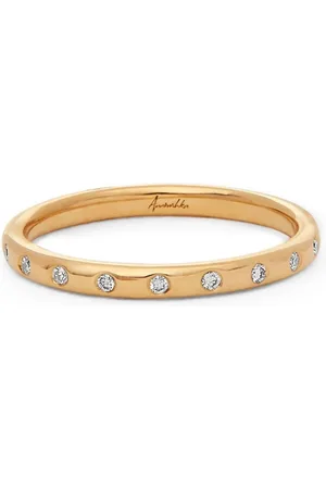 ANNOUSHKA Damen Dessous-Accesoires - 18kt yellow gold 2mm diamond ruby wedding band ring