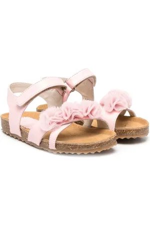Il gufo Sandalen mit Blumenapplikation