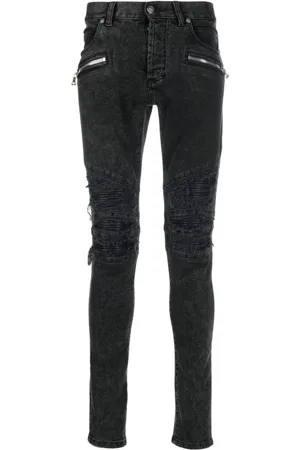 Balmain Ausgefranste Skinny-Jeans