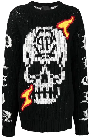 Philipp Plein Intarsien-Pullover mit Totenkopf