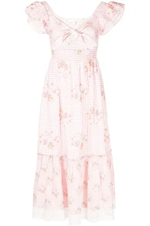LOVESHACKFANCY Blumiges Midikleid