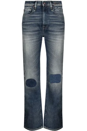 R13 Slim-Fit-Jeans mit hohem Bund