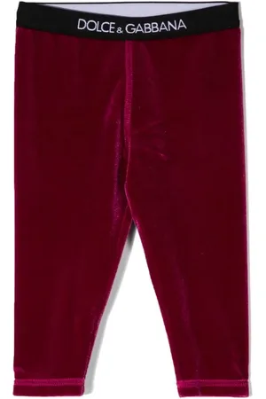 Dolce & Gabbana Leggings aus Velours mit Logo-Bund