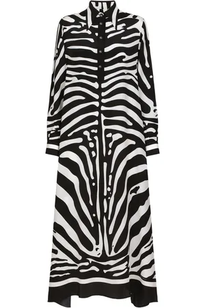 Dolce & Gabbana Damen Bedruckte Kleider - Zebra print crêpe de chine kaftan