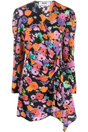 Msgm Wickelkleid mit Blumen-Print