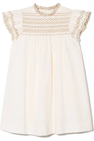 BONPOINT Gesmoktes Kleid mit Stickerei