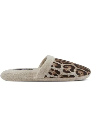 Dolce & Gabbana Slipper aus Frottee mit Leoparden-Print