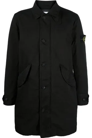 Stone Island Einreihiger Mantel mit Logo-Patch