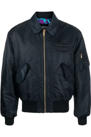 VERSACE Gefütterte Bomberjacke mit Logo-Patch