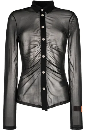 Heron Preston Gerafftes Georgette-Hemd