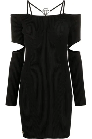 Philipp Plein Geripptes Kleid mit Cut-Outs