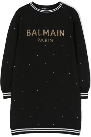 Balmain Strickkleid mit Intarsien-Logo