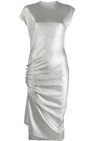Paco rabanne Gerafftes Metallic-Kleid