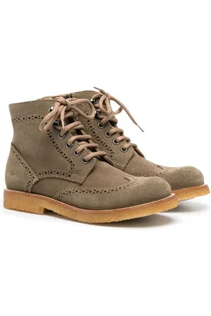GALLUCCI Stiefel - Lace-up suede brogue boots