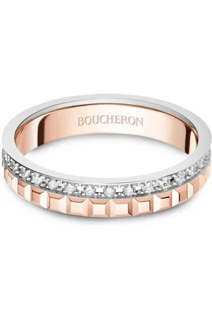 Boucheron 18kt rose and white gold Clou de Paris diamond wedding band