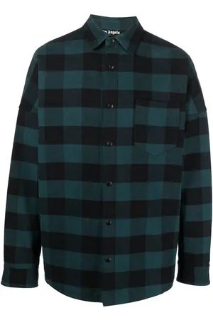 Palm Angels Kariertes Hemd mit Logo-Print