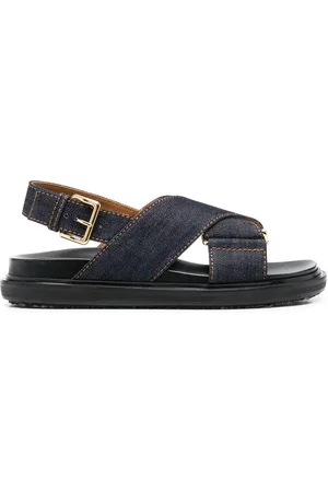 Marni Jeanssandalen mit überkreuzten Riemen