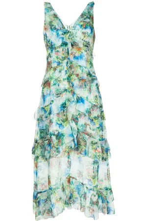 Marchesa Notte Midikleid mit abstraktem Print
