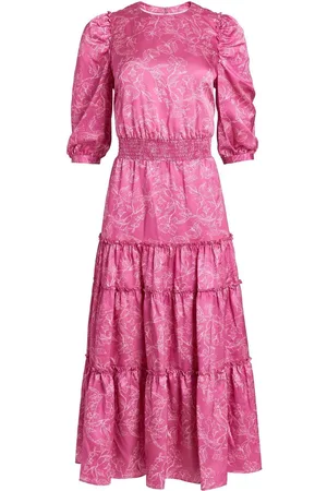 Marchesa Notte Gestuftes Kleid mit Blumen-Print