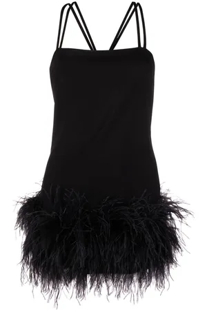 The Attico Minikleid mit Federbesatz