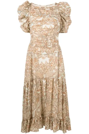 ULLA JOHNSON Midikleid mit Puffärmeln