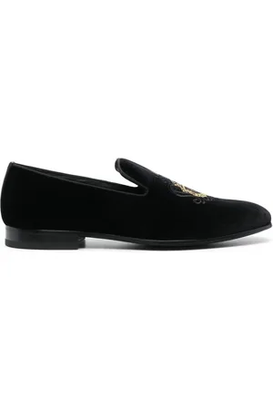 BILLIONAIRE Loafer aus Samt mit Wappen