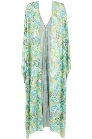 AMIR SLAMA Strandkaftan mit Palmblatt-Print