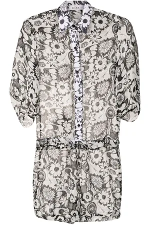 AMIR SLAMA Seiden-Playsuit mit Blumen-Print