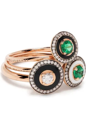 SELIM MOUZANNAR Damen Ringe - 18kt rose gold Mina diamond and emerald ring set