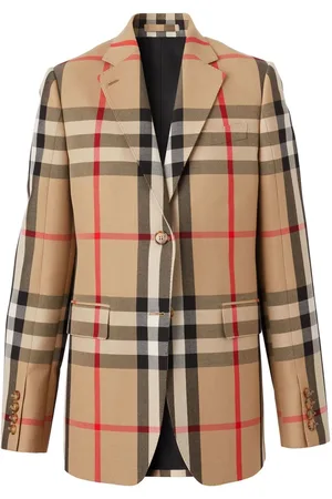 Burberry Damen Jacquard Jacken - Check wool-cotton jacquard tailored jacket