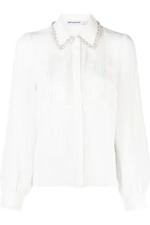 Self-Portrait Bluse mit Perlenstickerei