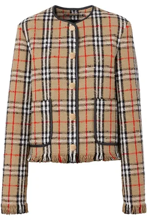 Burberry Damen Bouclé Jacken - Vintage-Check Bouclé collarless jacket