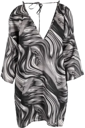 Karl Lagerfeld Damen Bedruckte Kleider - Swirl-print mini kaftan dress