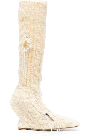 Acne Studios Damen Stiefel - 100mm cable-knit wedge-heel boots