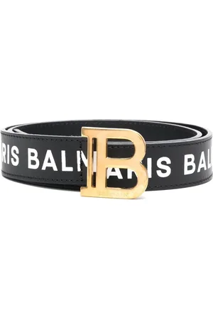 Balmain Logo-print leather buckle belt
