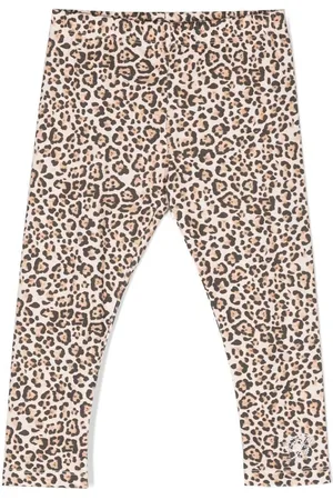 MISS BLUMARINE Chinos - Leopard-print crystal-logo trousers