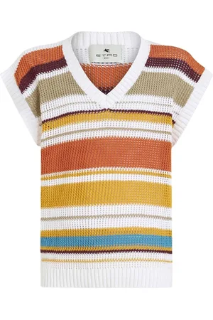 Etro Striped jacquard crochet sleeveless jumper
