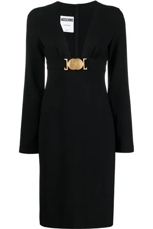 Moschino Langärmeliges Kleid mit Logo-Schild