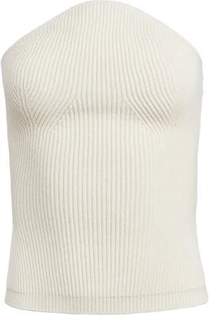 Khaite Strapless ribbed-knit top