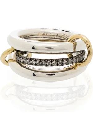 SPINELLI KILCOLLIN Damen Ringe - 18K white gold Libra Noir rhodium diamond link ring