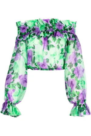 P.A.R.O.S.H. Schulterfreie Bluse mit Blumen-Print