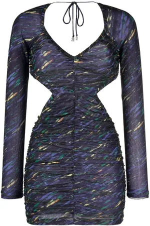 ROTATE Gerafftes Midikleid mit Cut-Out