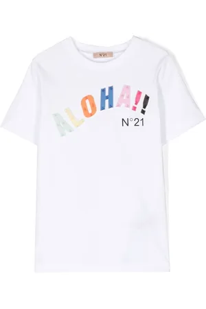 Nº21 T-Shirt mit Slogan-Applikation