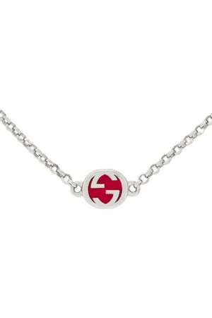 Gucci Herren Halsketten - Logo-plaque sterling silver necklace