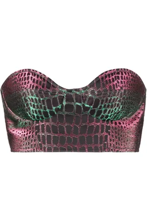 Balmain Cropped-Top mit Kroko-Effekt