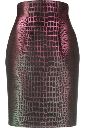 Balmain Bleistiftrock mit Kroko-Effekt