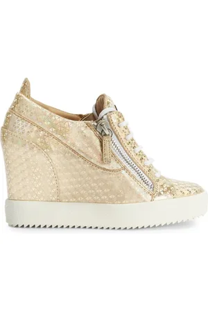 Giuseppe Zanotti Damen Sneakers - Metallic geometric wedge-heel sneakers