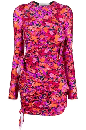 Serafini Gerafftes Minikleid mit Blumen-Print