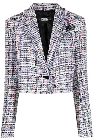 Karl Lagerfeld Damen Bouclé Jacken - Cropped single-breasted bouclé jacket